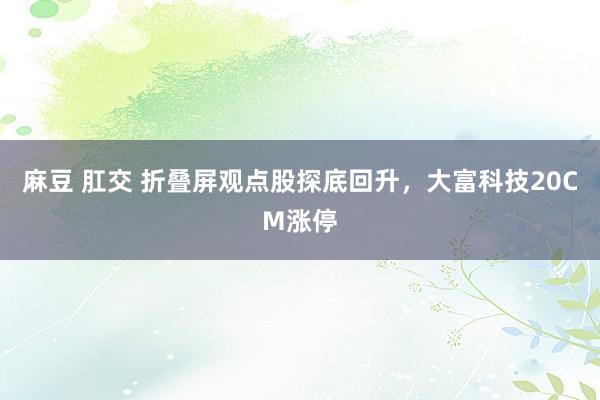 麻豆 肛交 折叠屏观点股探底回升，大富科技20CM涨停