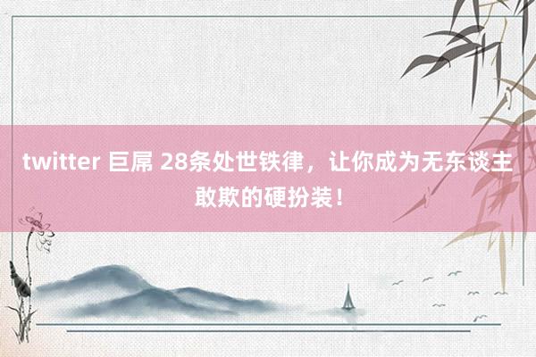 twitter 巨屌 28条处世铁律，让你成为无东谈主敢欺的硬扮装！