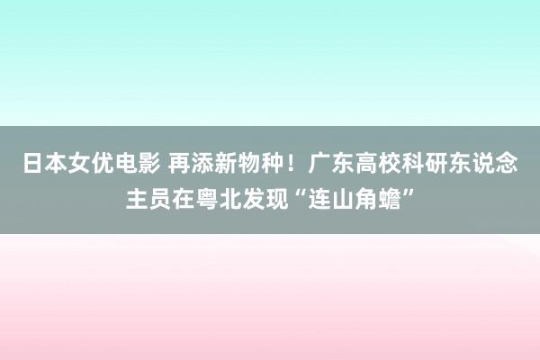 日本女优电影 再添新物种！广东高校科研东说念主员在粤北发现“连山角蟾”