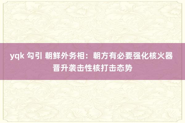 yqk 勾引 朝鲜外务相：朝方有必要强化核火器 晋升袭击性核打击态势