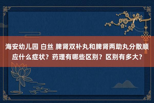 海安幼儿园 白丝 脾肾双补丸和脾肾两助丸分散顺应什么症状？药理有哪些区别？区别有多大？