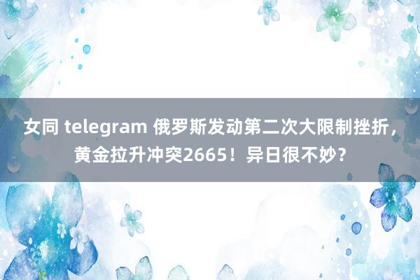 女同 telegram 俄罗斯发动第二次大限制挫折，黄金拉升冲突2665！异日很不妙？