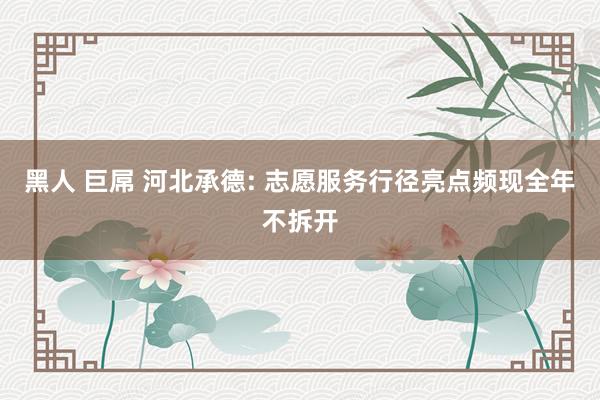 黑人 巨屌 河北承德: 志愿服务行径亮点频现全年不拆开