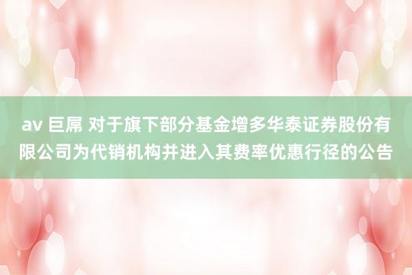 av 巨屌 对于旗下部分基金增多华泰证券股份有限公司为代销机构并进入其费率优惠行径的公告