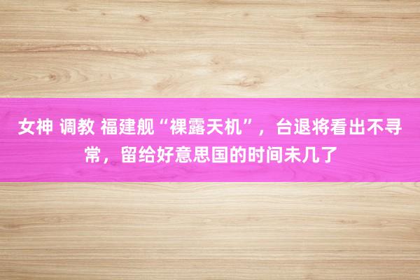 女神 调教 福建舰“裸露天机”，台退将看出不寻常，留给好意思国的时间未几了