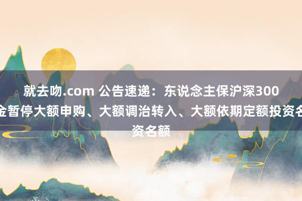 就去吻.com 公告速递：东说念主保沪深300基金暂停大额申购、大额调治转入、大额依期定额投资名额