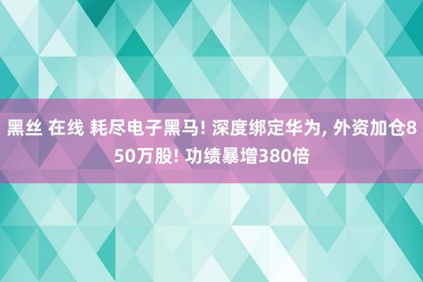 黑丝 在线 耗尽电子黑马! 深度绑定华为， 外资加仓850万股! 功绩暴增380倍