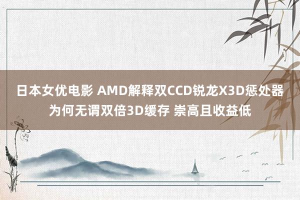 日本女优电影 AMD解释双CCD锐龙X3D惩处器为何无谓双倍3D缓存 崇高且收益低